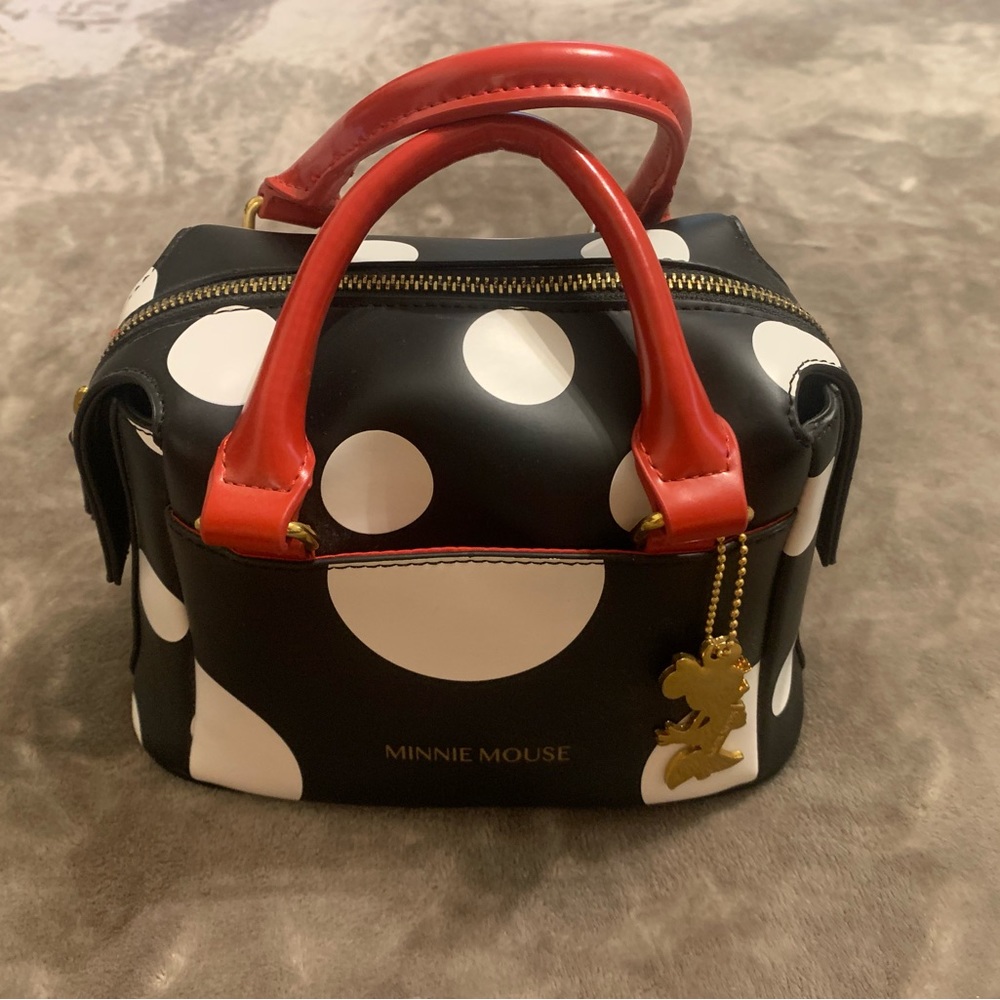 Disney Minnie Mouse Black and White Crossbody Bag with Red Accents